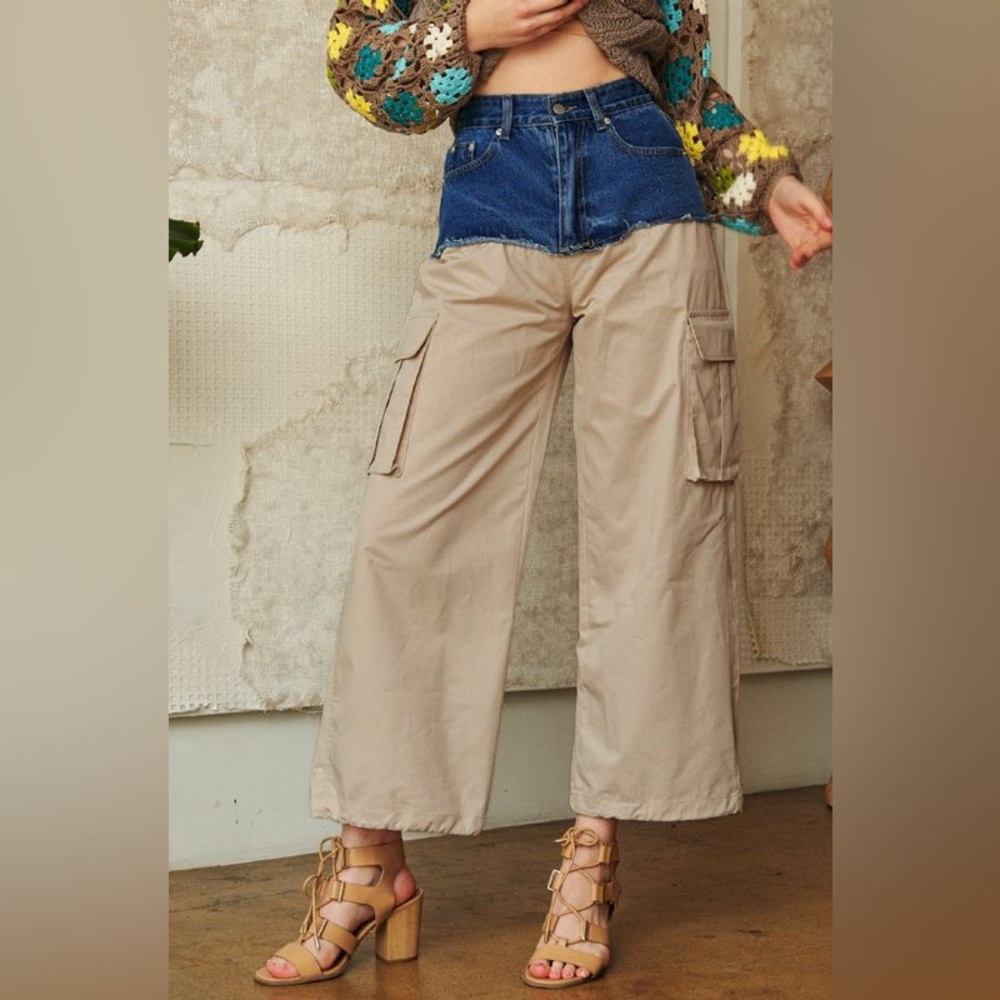 #108 Fall Denim Cargo Pants- LAST ONE